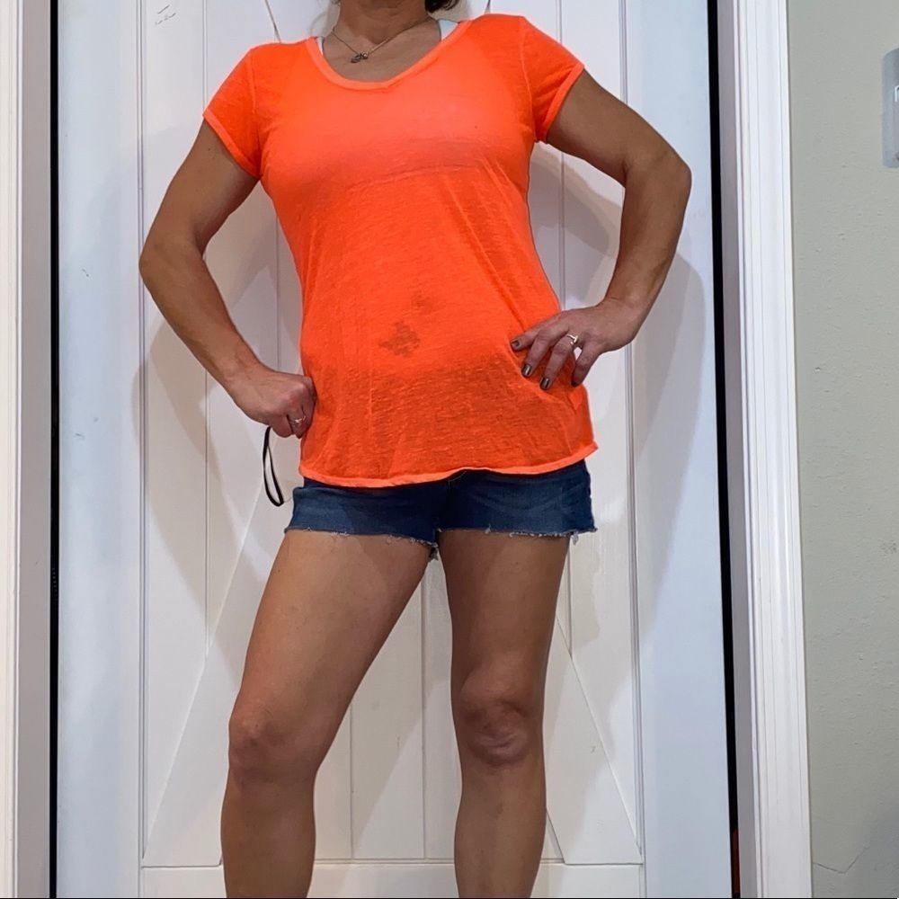 Neon Orange V-Neck Tee by Athleta